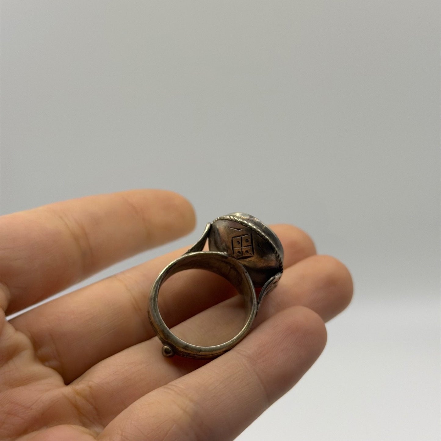 Vintage Ancient Roman Style Silver Intaglio Ring