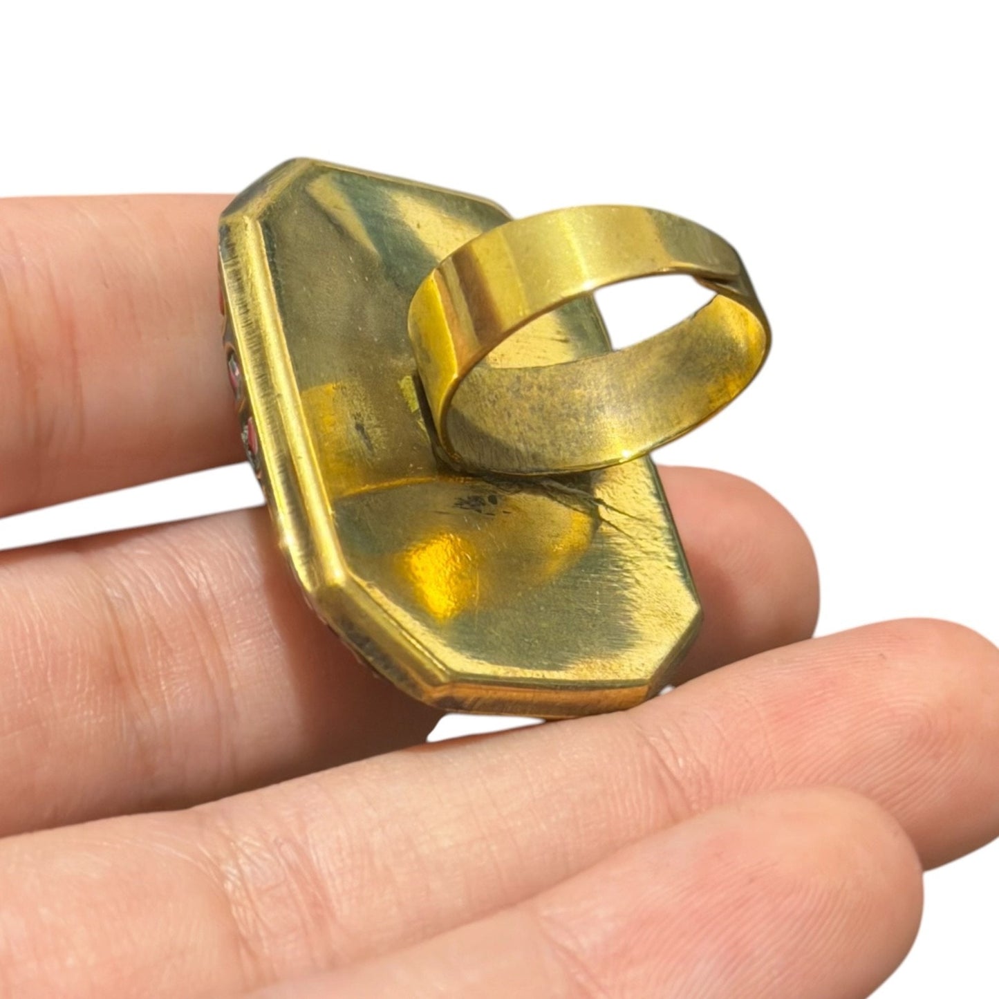 Handmade Tribal Nepalese Multi Stone Brass Ring