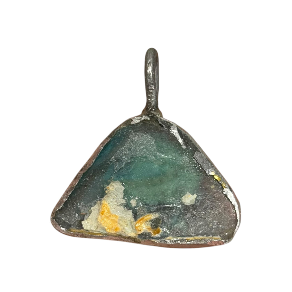 Ancient Roman Glass Pendant – Dark Glass with Amber Patina Patch