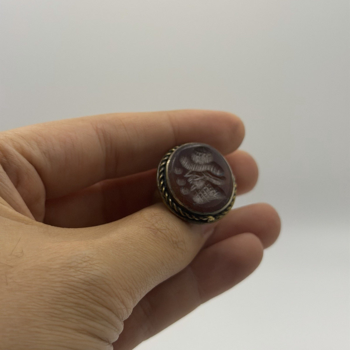 Ancient Roman Style Emperor Intaglio Brass Ring