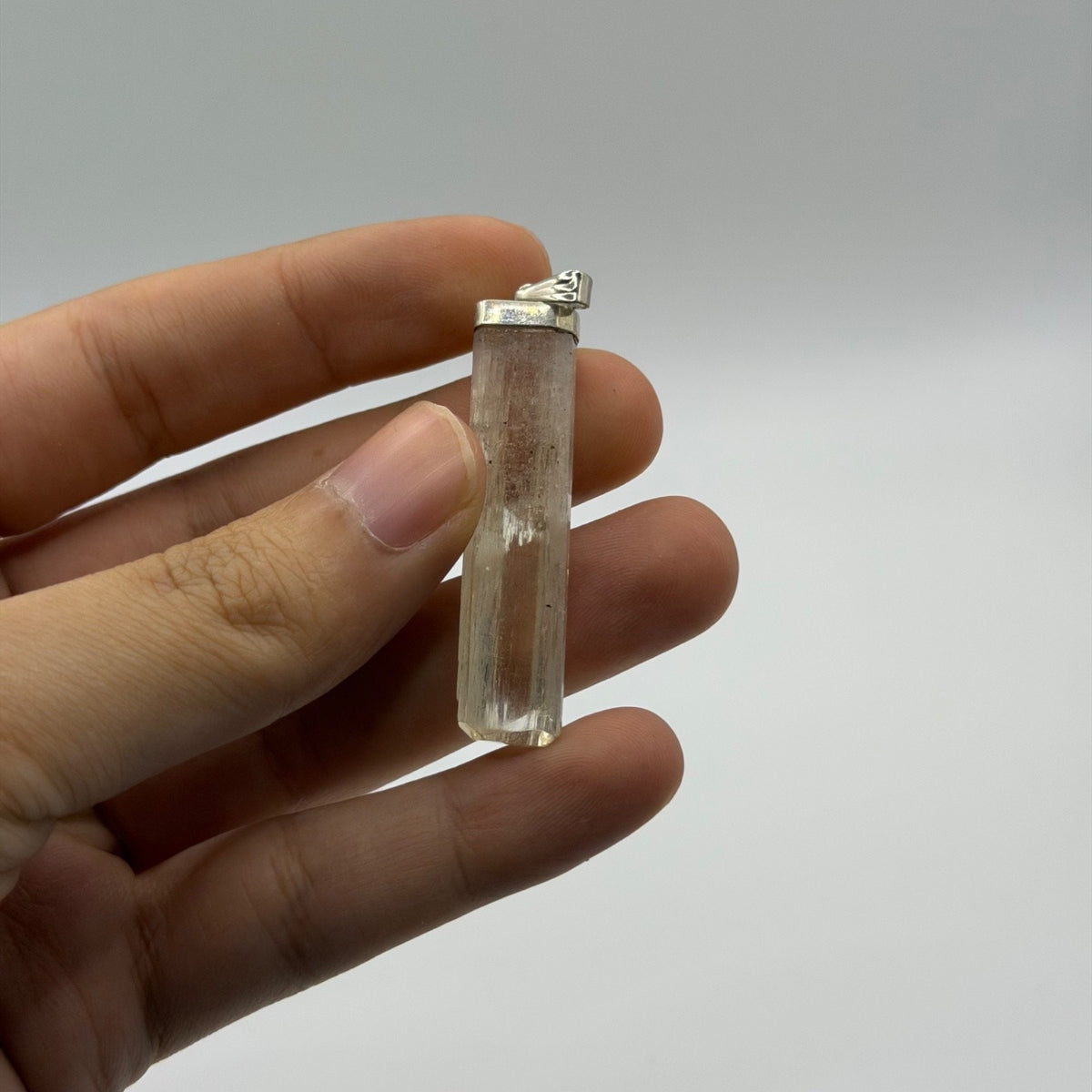 Stunning Raw Scapolite Crystal Slice Silver Pendant