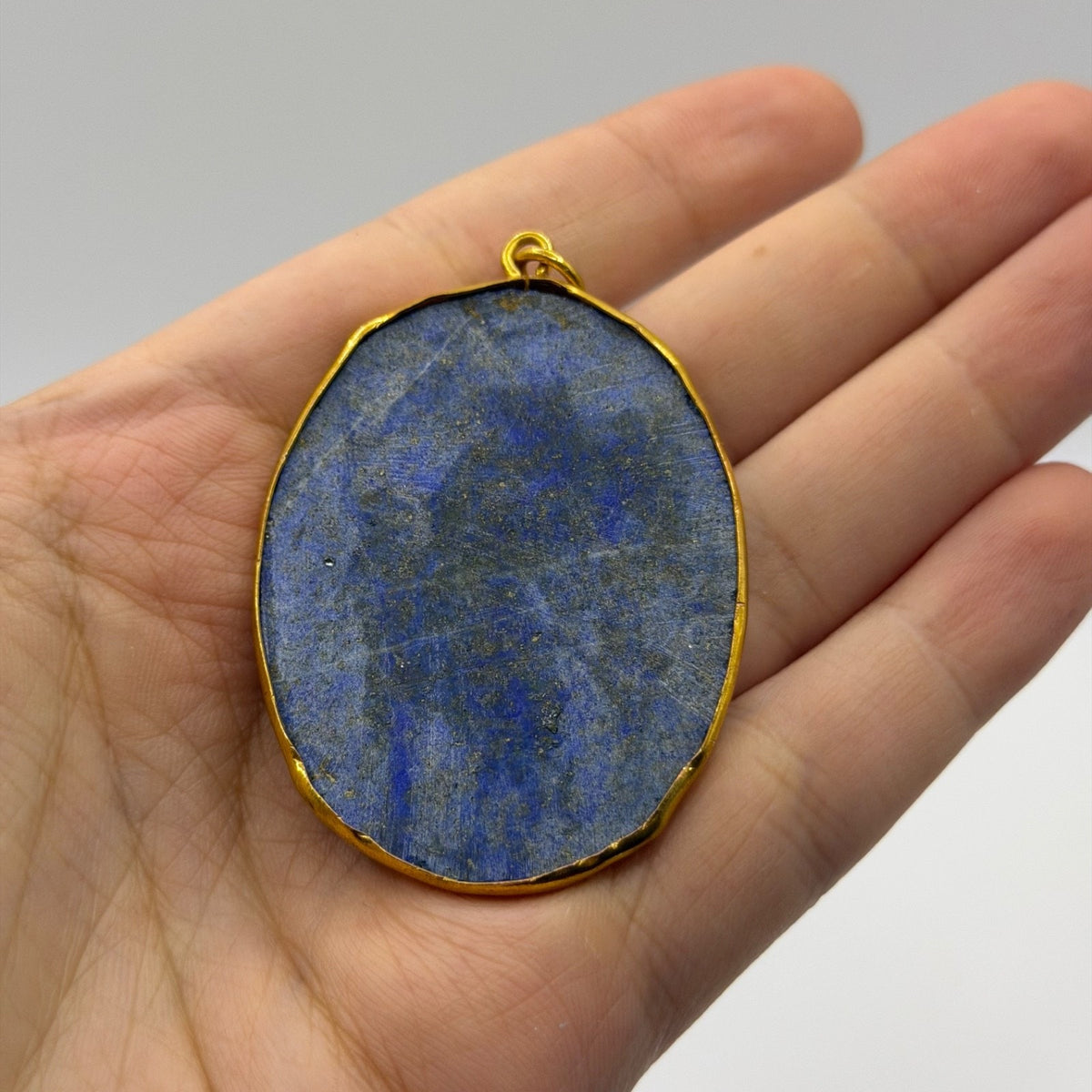 Natural Afghan Lapis Lazuli Stone Gold Gilded Pendant