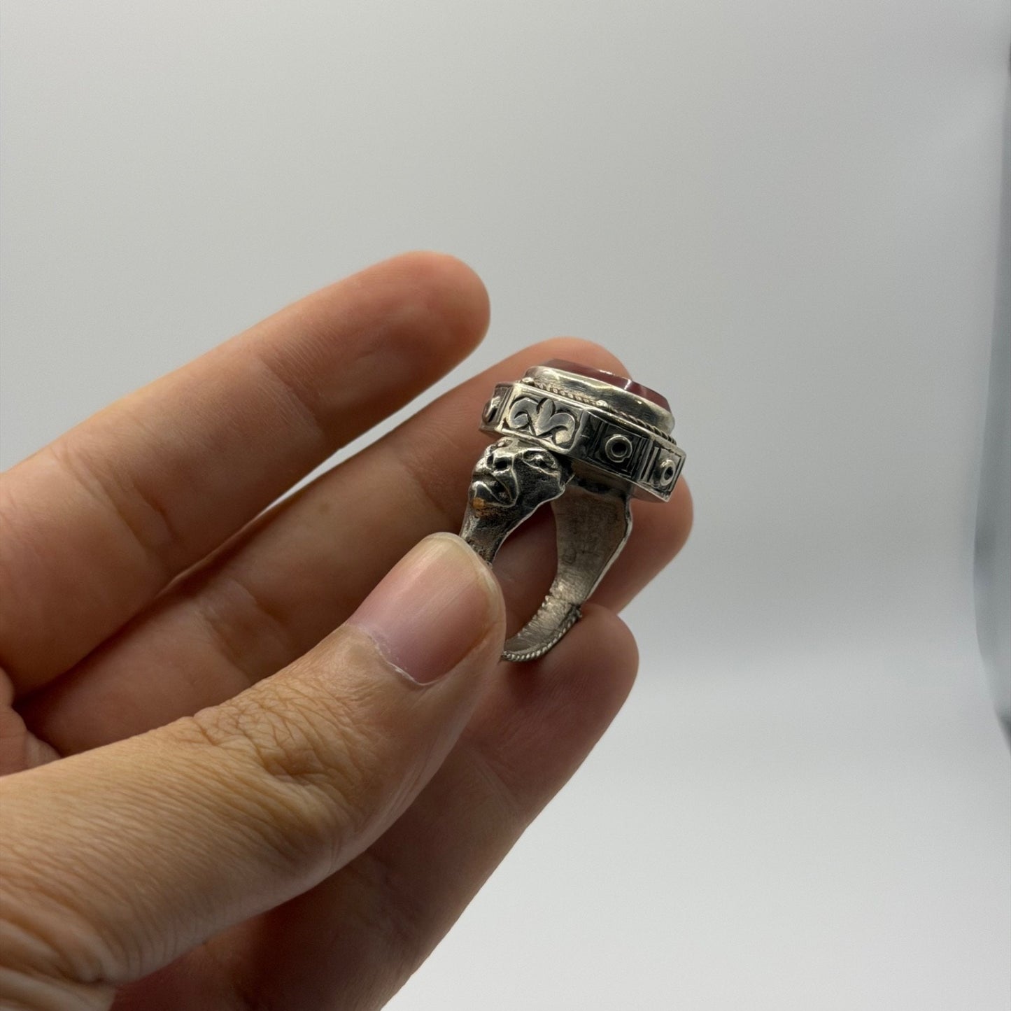 Ancient Roman Inspired Hand Carved Agate Intaglio Ring