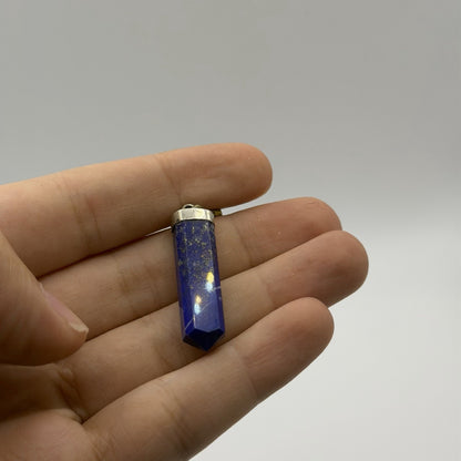Natural Afghan Lapis Lazuli Point Pendant Silver Cap