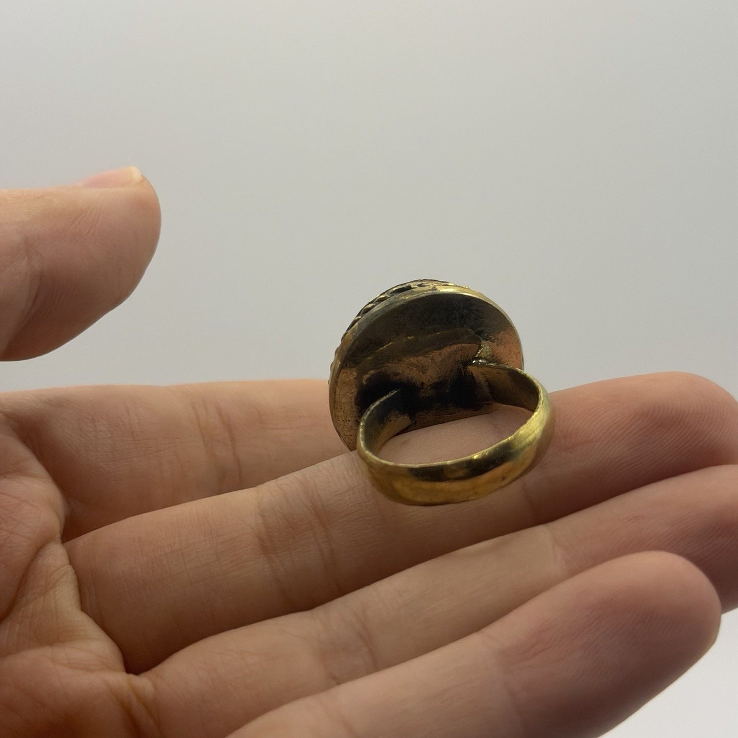 Ancient Roman Style Emperor Intaglio Brass Ring