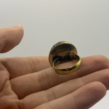 Ancient Roman Style Emperor Intaglio Brass Ring