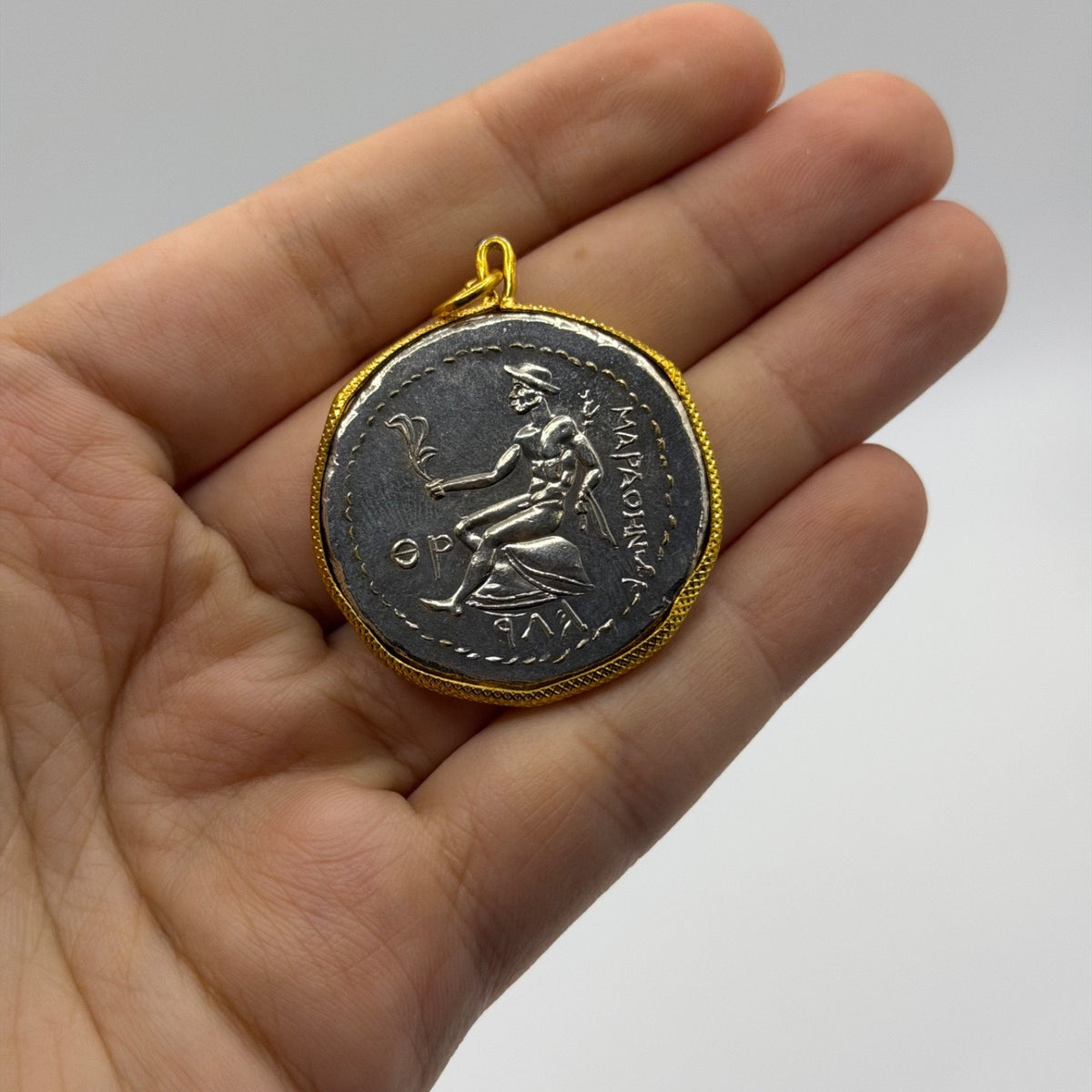 Ancient Greek Phoenicia Arados Coin Gold Plated Pendant