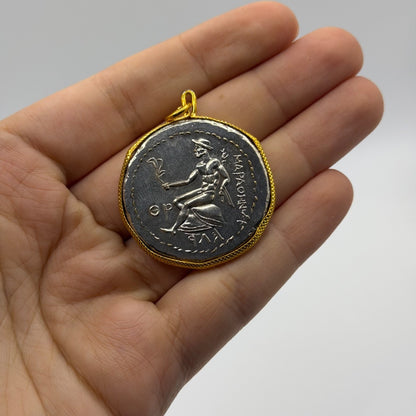 Ancient Greek Phoenicia Arados Coin Gold Plated Pendant