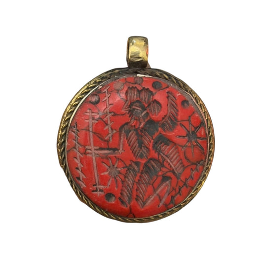 Beautiful Ancient Near Eastern Style Intaglio Silver Tone Pendant