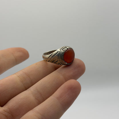 Vintage Handmade Silver Ring With Agate Stone