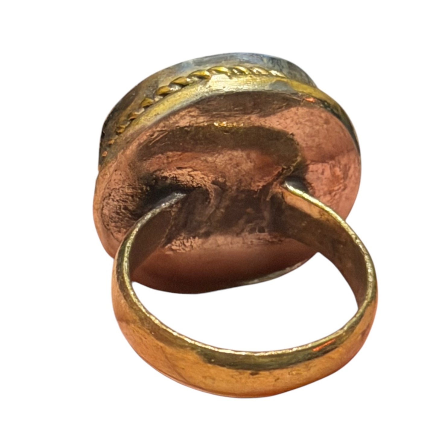 Ancient Roman Style Intaglio Carved Brass Ring