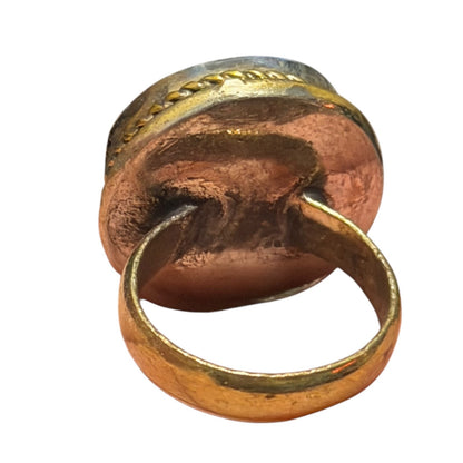 Ancient Roman Style Intaglio Carved Brass Ring