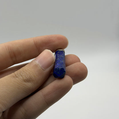 Natural Afghan Lapis Lazuli Point Pendant Silver Cap