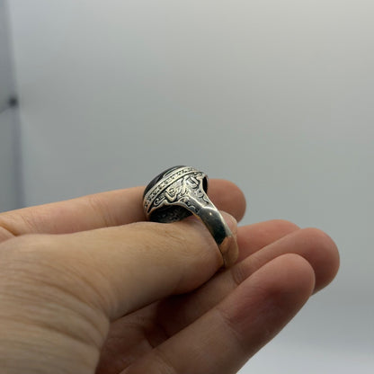 Vintage Arabic Style Handmade Silver Ring With Stone