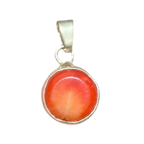 92.5 Silver Coral Stone Minimal Cute Pendant