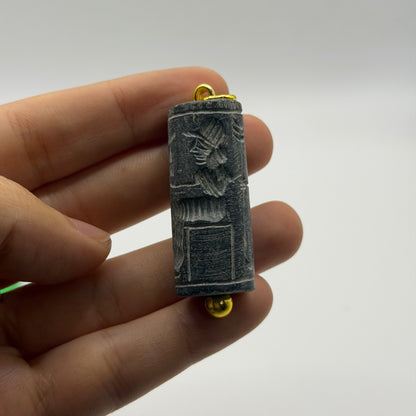 Ancient Near Eastern Style Intaglio Bead Gold Tone Pendant