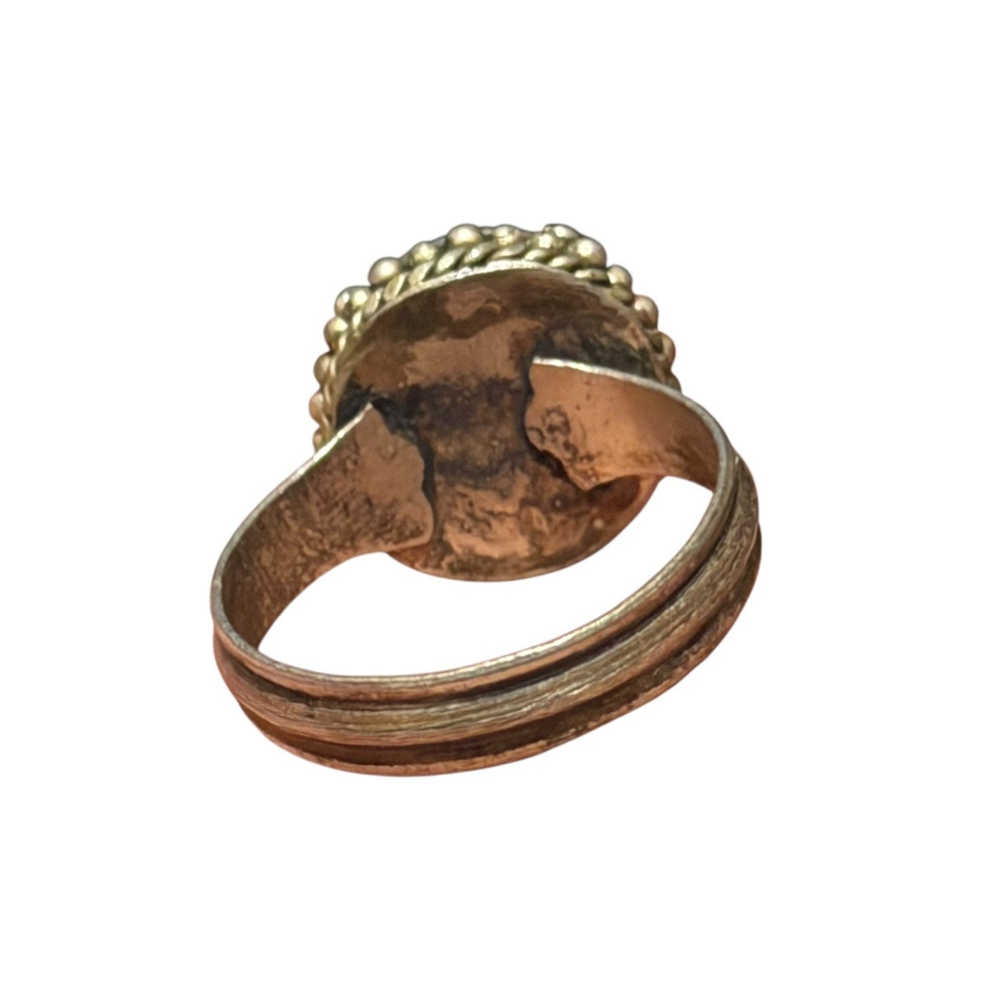 Vintage Nepalese Tibetan Metal Ring With Blue Stone