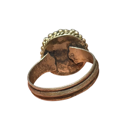 Vintage Nepalese Tibetan Metal Ring With Blue Stone