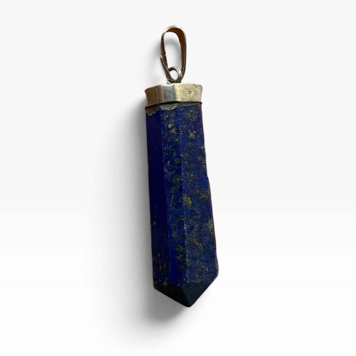 Natural Afghan Lapis Lazuli Point Pendant Silver Cap