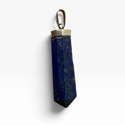 Natural Afghan Lapis Lazuli Point Pendant Silver Cap