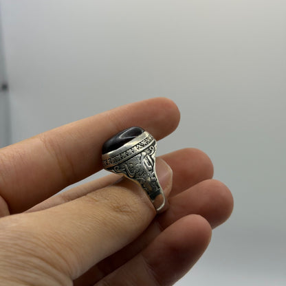 Vintage Arabic Style Handmade Silver Ring With Stone