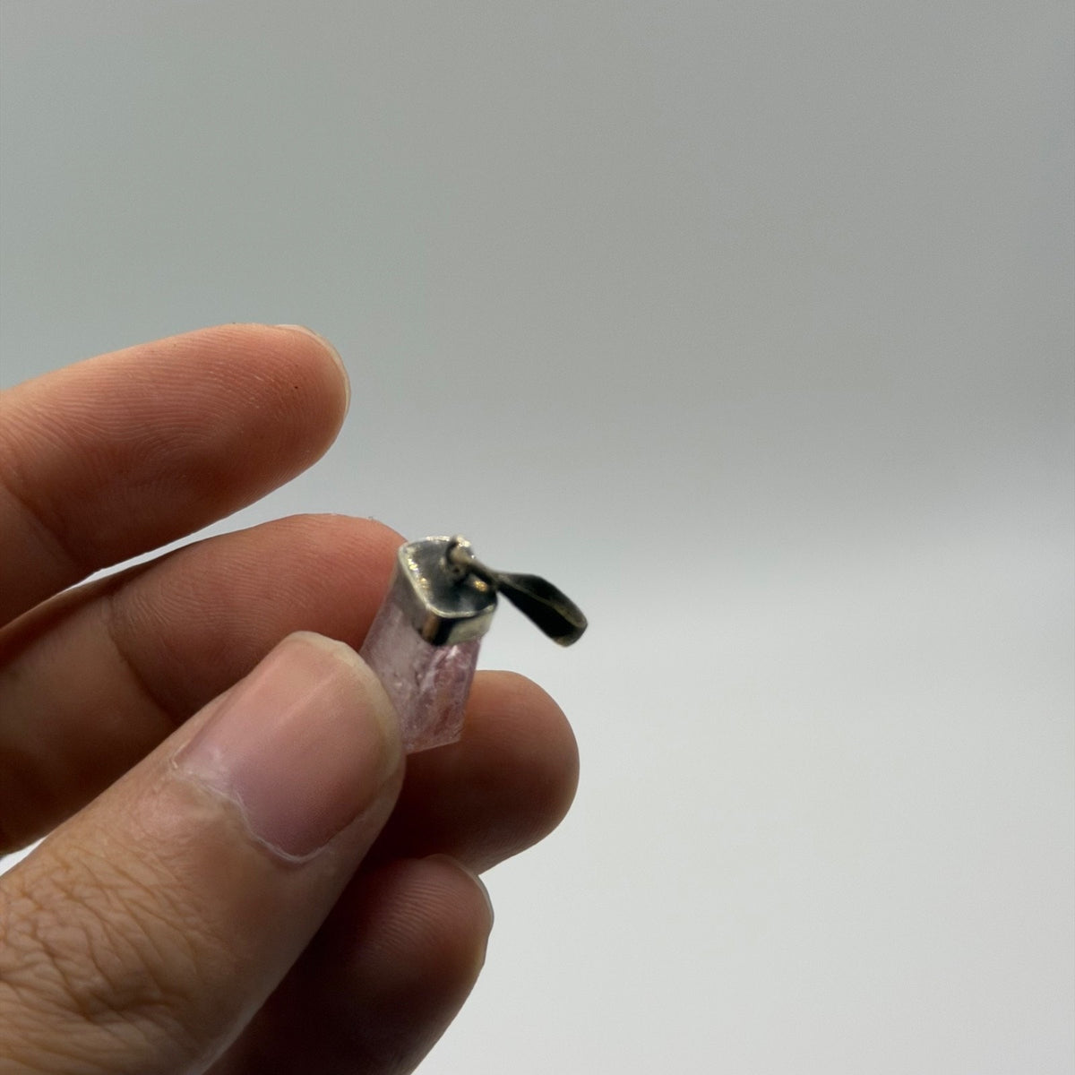 Sterling Silver 925 Raw Quartz Crystal Point Gemstone Pendant