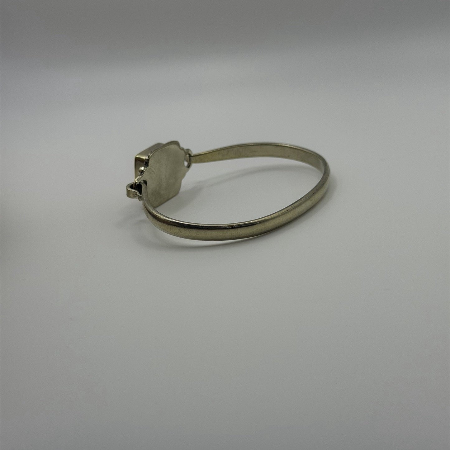 Silver Tone Boho Style Bangle With Stone