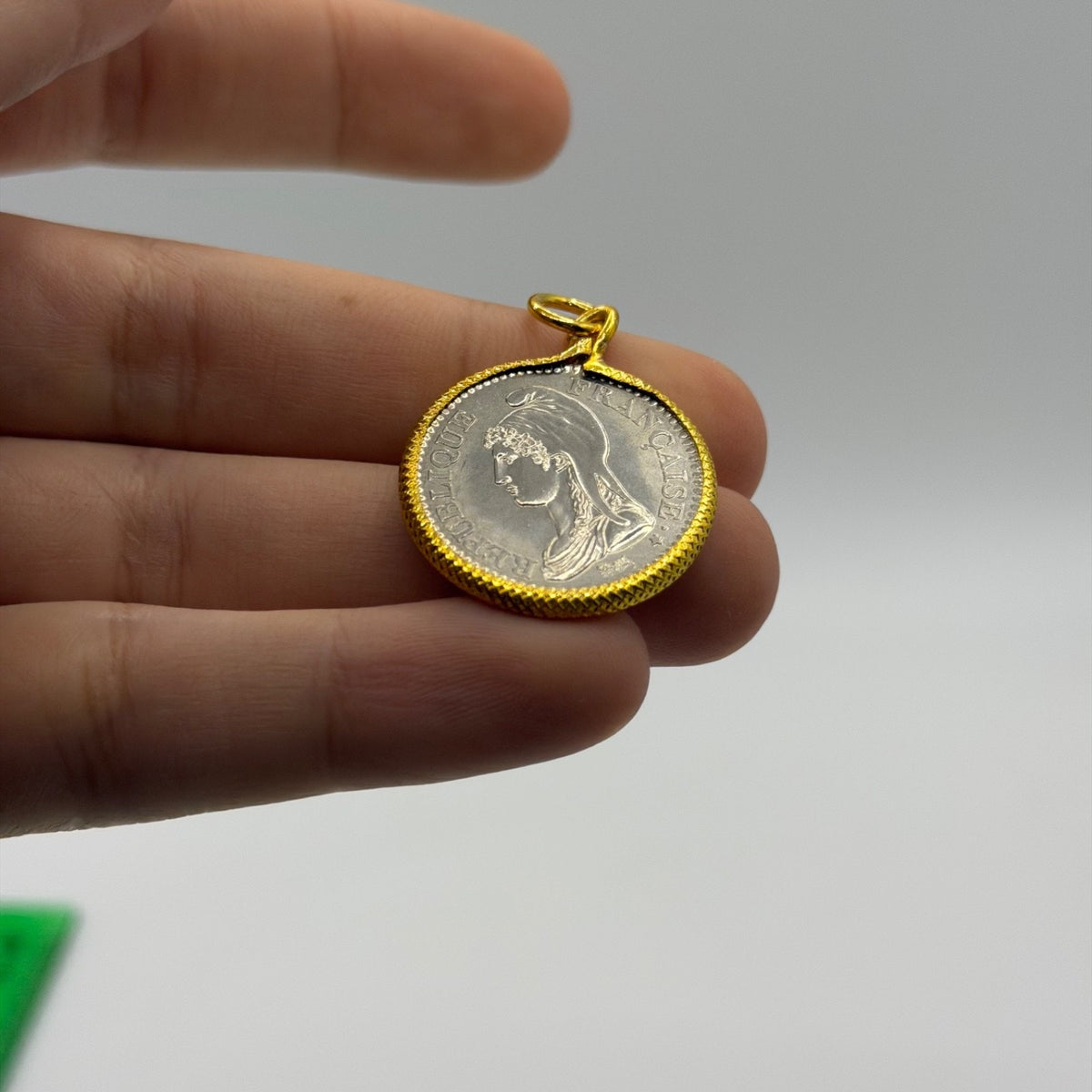 French Marianne / Ceres Dupré Style Coin Gold Plated Pendant