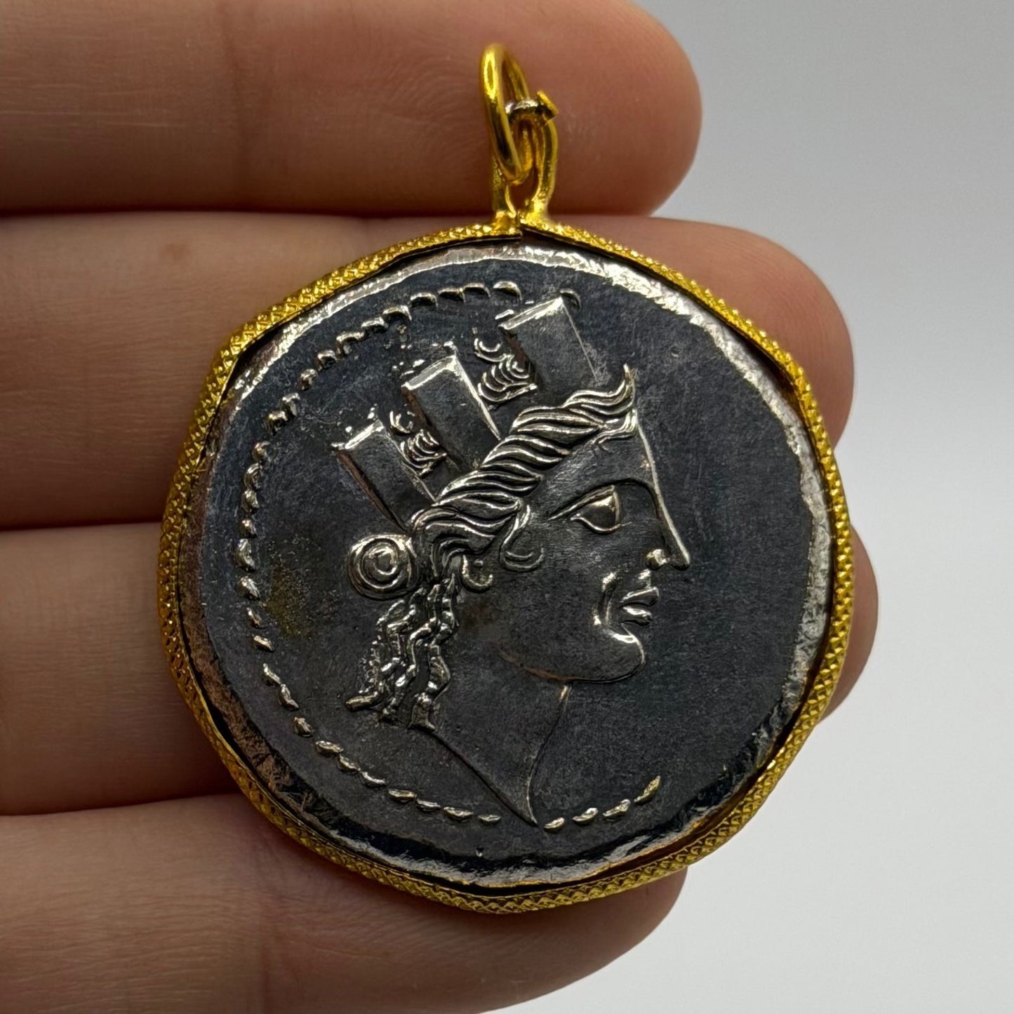 Ancient Greek Phoenicia Arados Coin Gold Plated Pendant