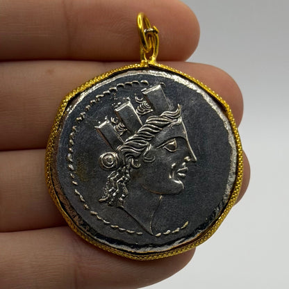 Ancient Greek Phoenicia Arados Coin Gold Plated Pendant