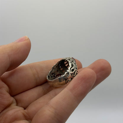 Vintage Handmade Silver Ring With Pink Gem Stone