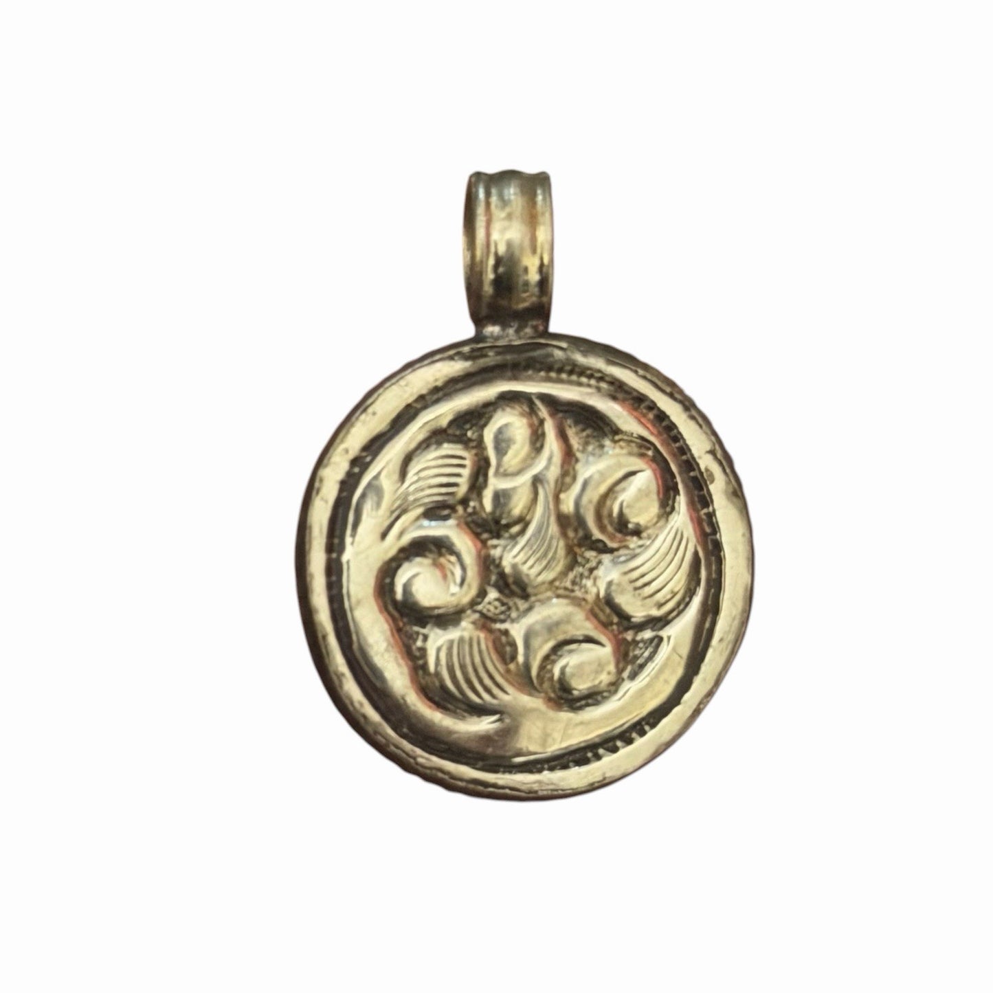 Vintage Nepalese Jade Stone Pumpkin Style Silver Tone Pendant