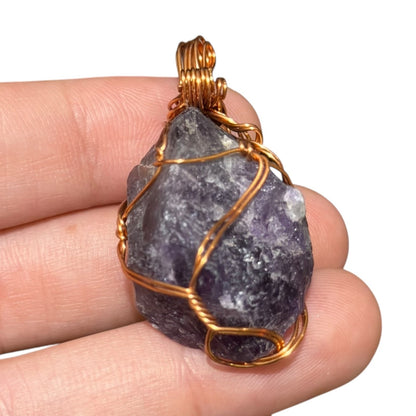 Natural Amethyst Stone Gold Tone Pendant