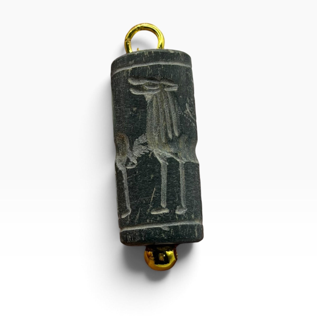 Antique Carved Cylinder Seal Pendant Ancient Style Bead Charm