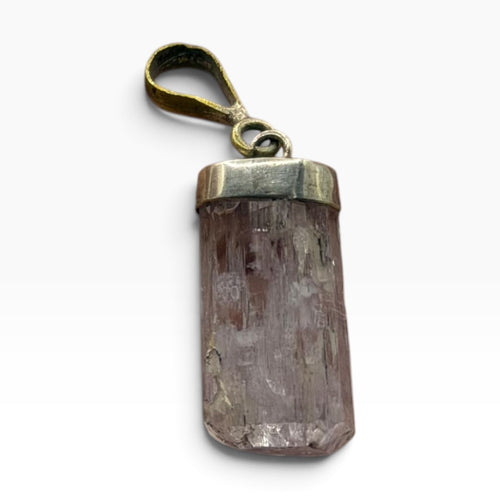 Vintage Natural Pink Quartz Silver Pendant