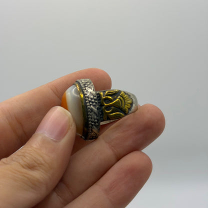 Vintage Arabic Style Agate Eye Silver Ring