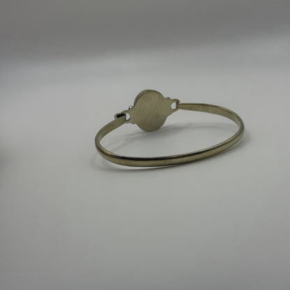Silver Tone Boho Style Bangle With Stone