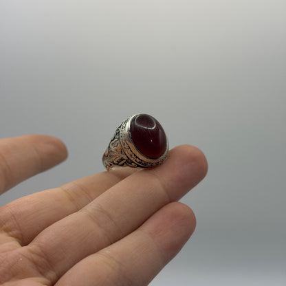 Vintage Arabic Style Handmade Silver Ring With Stone