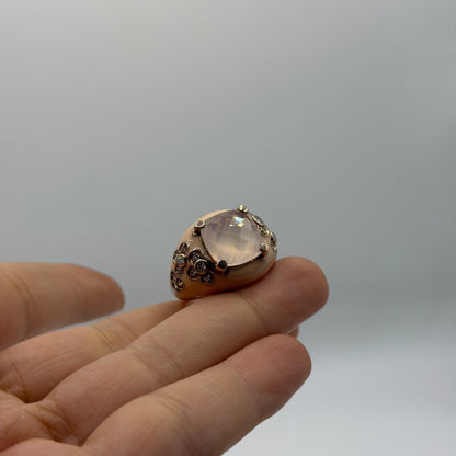 Scarce 18k Gold Plated Silver Ring With Gem Stone