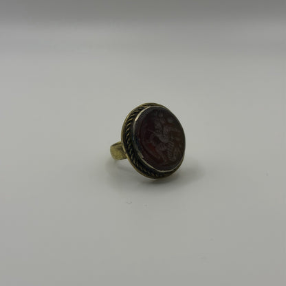 Ancient Roman Style Emperor Intaglio Brass Ring