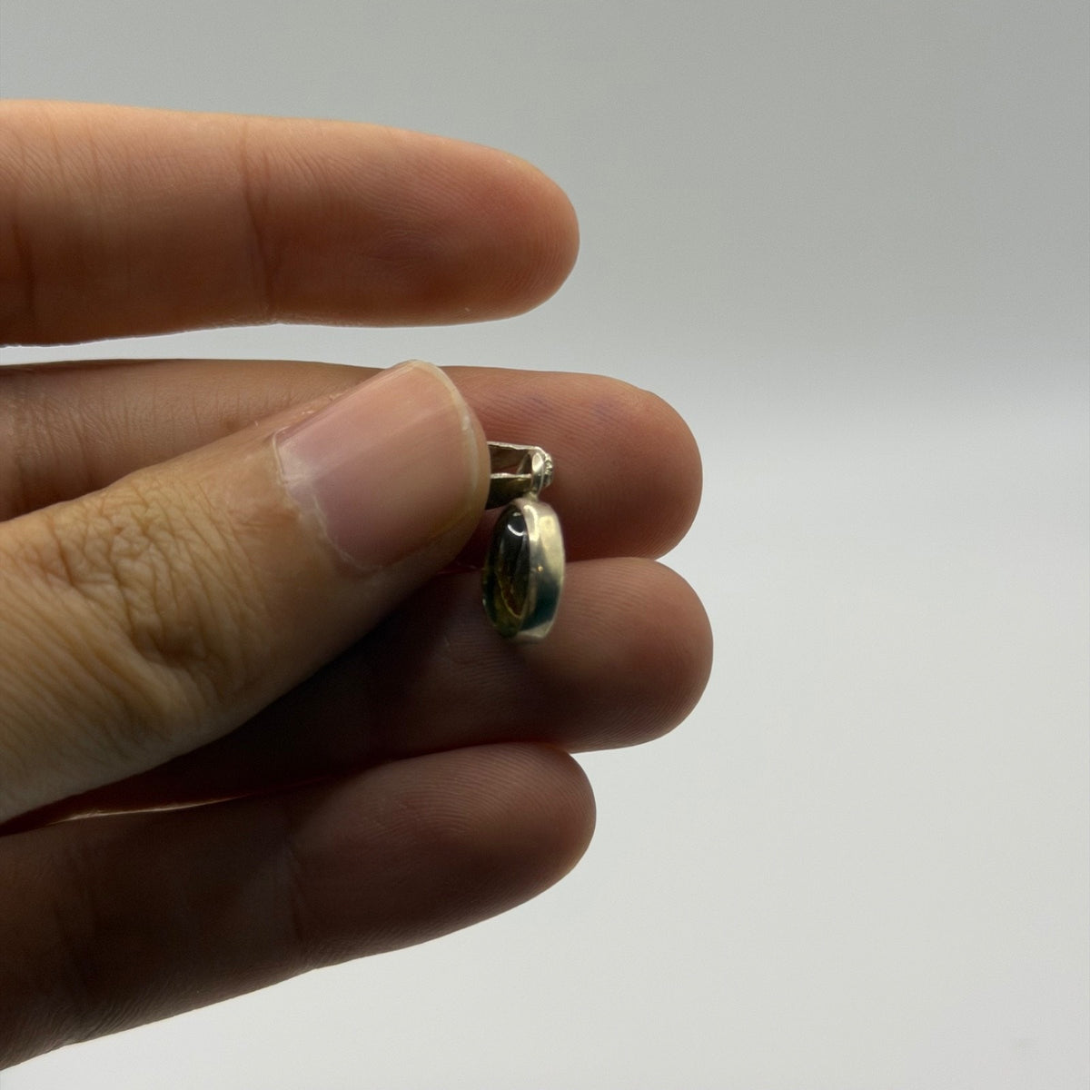 925 Sterling Silver Olive Green Moldavite Peridot Oval Gemstone Pendant