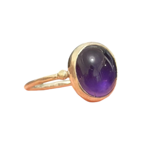 Natural Amethyst Stone Minimal Ring Silver 92.5