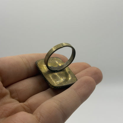Vintage Nepalese Tribal Brass Ring With Stones