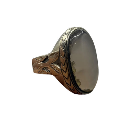 Vintage Old Agate Stone Handmade Silver Ring