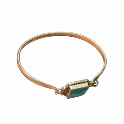 Silver Tone Boho Style Bangle With Stone
