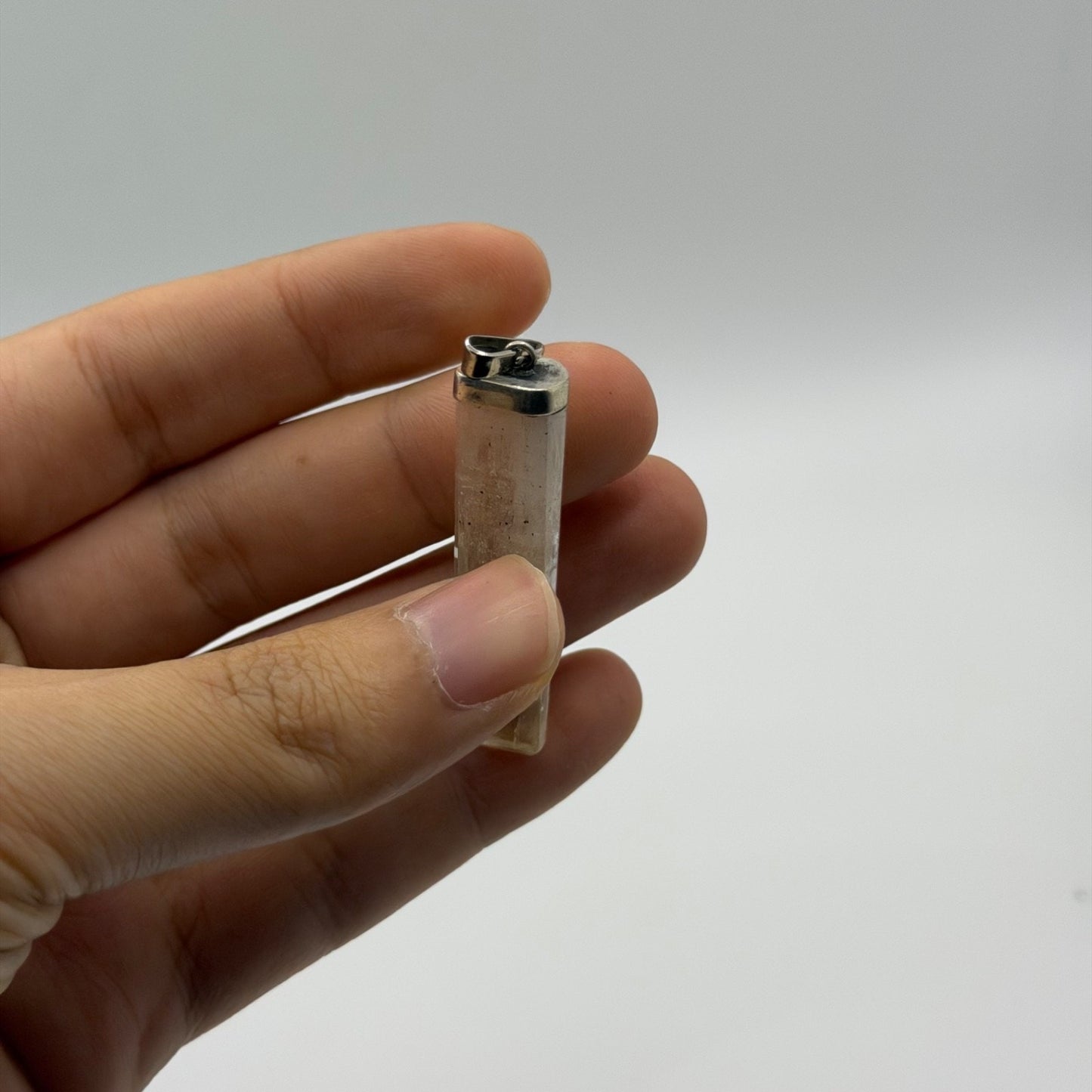 Stunning Raw Scapolite Crystal Slice Silver Pendant