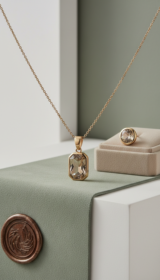 Muted Gold Gemstone Pendant Necklace