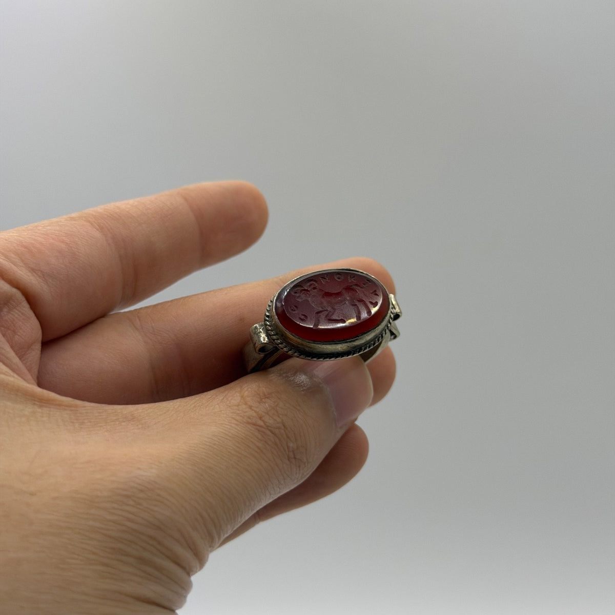 Vintage Silver Carnelian Intaglio Wax Seal Ring Ancient Style Roman Greek⁠