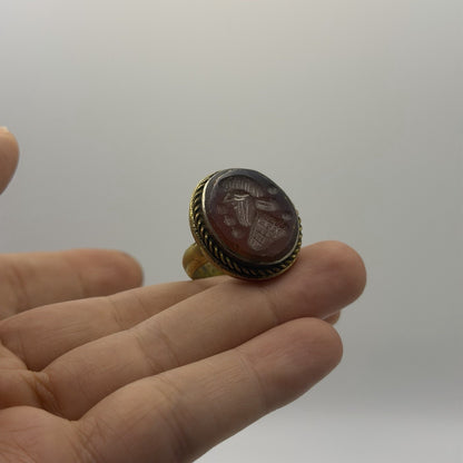 Ancient Roman Style Emperor Intaglio Brass Ring