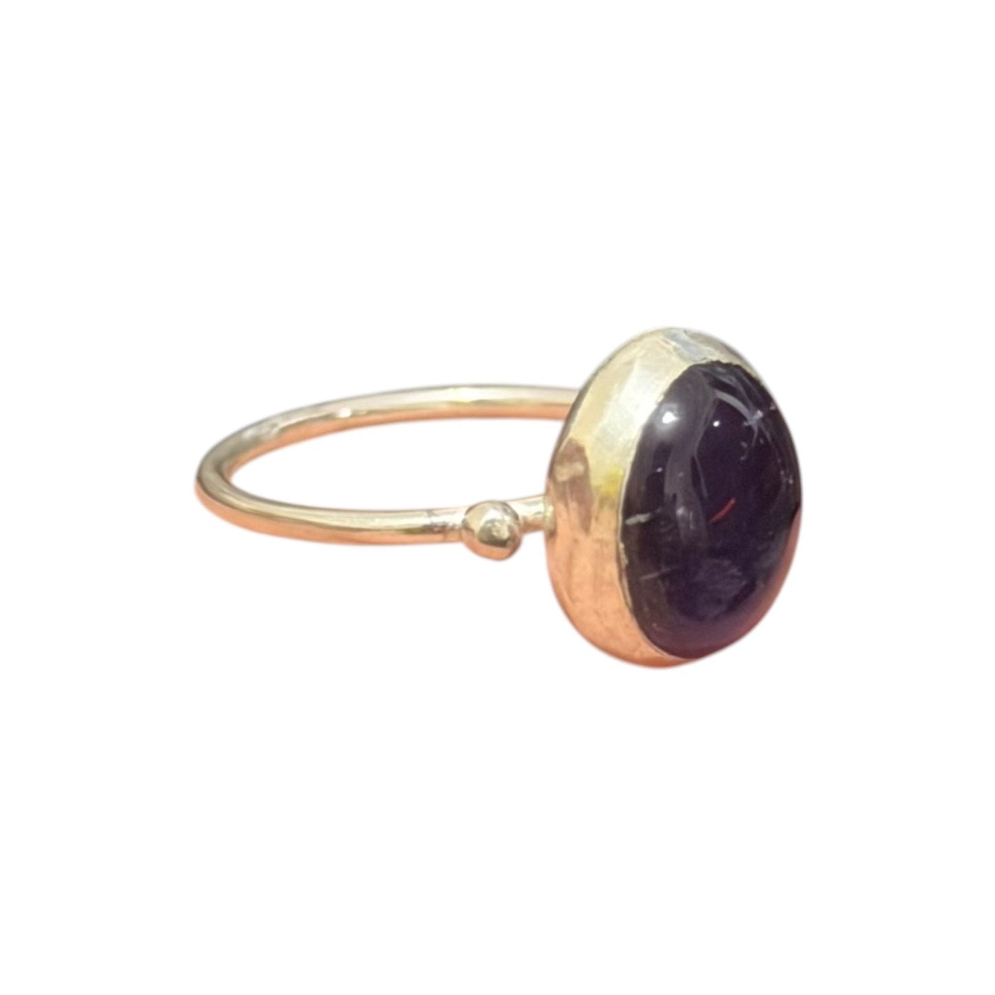 Natural Amethyst Stone Minimal Ring Silver 92.5